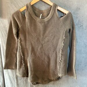 Free People Textured Knit Sweater in Gray